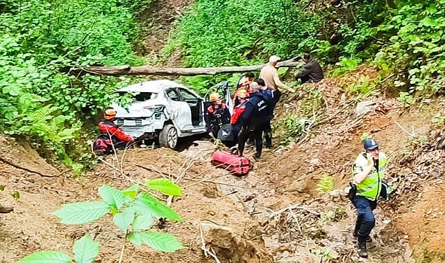 Çayeli'nde otomobil uçuruma yuvarlandı: 1 ölü, 4 yaralı